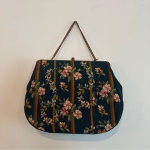 Vintage Teal Needlepoint Purse